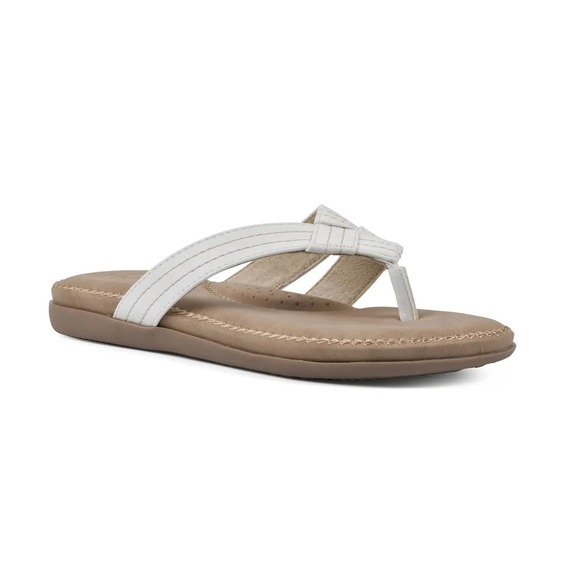 Cliffs White Woven Thong Sandals Comfort Casual Summer Slides - Picture 1 of 4